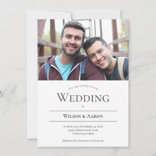 Minimalistische Typografie LGBT Photo Wedding Kaart