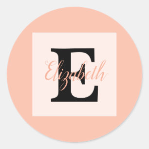 Minimalistische typografie monogram naam ronde sticker
