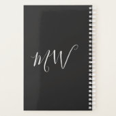 Minimalistische typografie op zwart evenement planner (Achterkant)