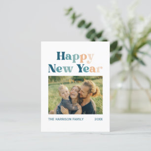 Minimalistische typografie Retro Nieuwjaar Foto Briefkaart