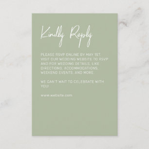 Minimalistische typografie Sage Green RSVP Kaartje