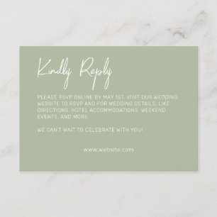 Minimalistische typografie Sage Green RSVP Kaartje