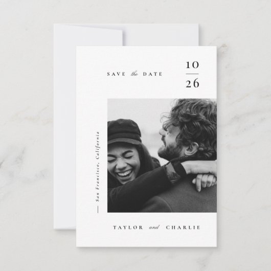 Minimalistische typografie save the date (Voorkant)