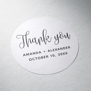 Minimalistische typografie script bruiloft bedankt ronde sticker