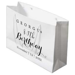 Minimalistische typografie verjaardagsfeest ontwer groot cadeauzakje