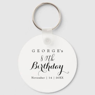 Minimalistische typografie verjaardagsfeest ontwer sleutelhanger