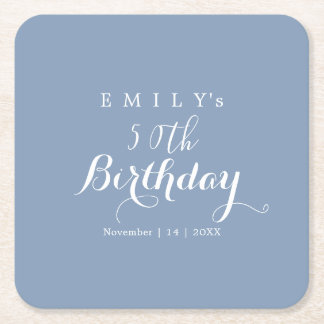 Minimalistische typografie verjaardagsfeest ontwer vierkante kartonnen onderzetter