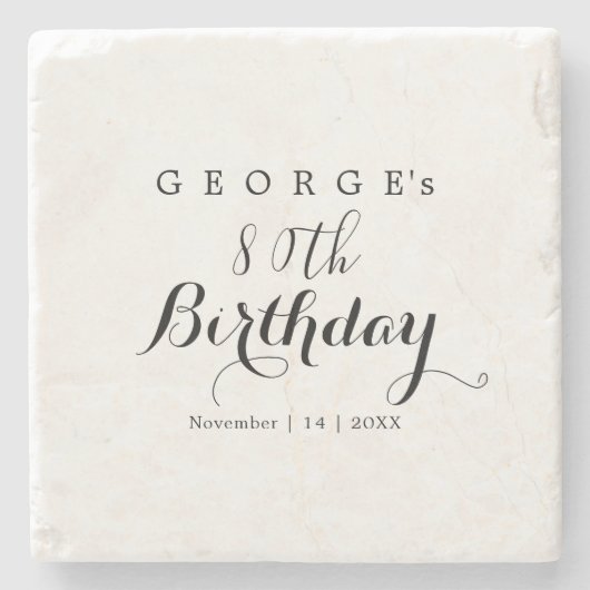 Minimalistische typografie Verjaardagsfeestontwerp Stenen Onderzetter (Voorkant)