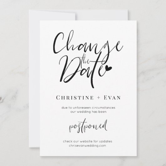 Minimalistische typografie Wijziging van de datum  Aankondiging (Voorkant)
