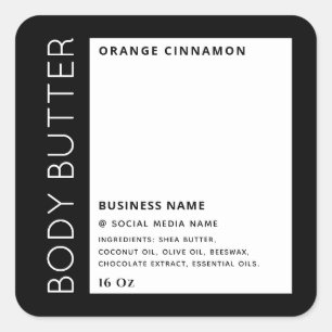 Minimalistische typografie zwart-wit productlabel vierkante sticker