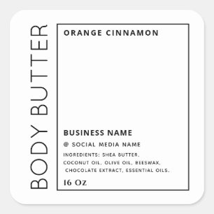 Minimalistische typografie zwart wit productlabel vierkante sticker