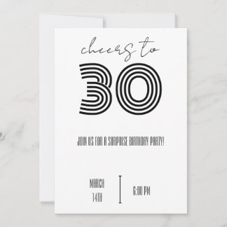 Minimalistische uitnodiging voor 30e verjaardagsfe