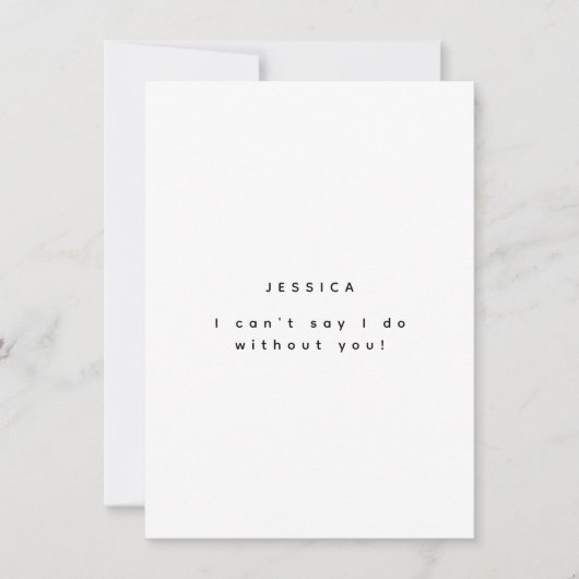 Minimalistische uitnodiging voor bruidsmeisje (Voorkant)