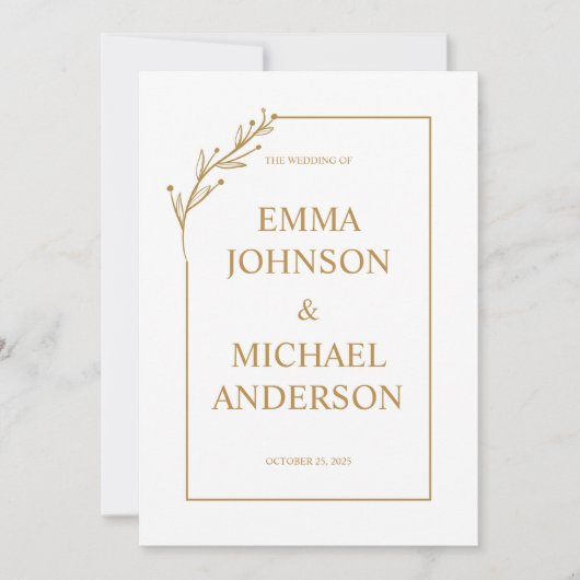Minimalistische uitnodiging voor een witte en goud (Voorkant)