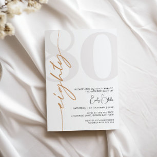 Minimalistische uitnodiging voor het 80e verjaarda