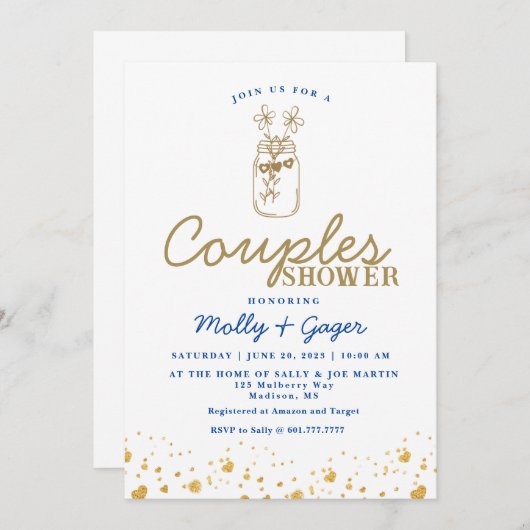 Minimalistische uitnodiging voor koppel bruisfeest (Voorkant / Achterkant)