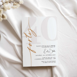 Minimalistische uitnodiging voor veertigste verjaa