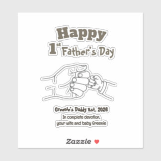 Minimalistische Vaderdag voor de Eerste Keer Papa Sticker