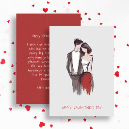 Minimalistische Valentijnsdag Paar in Liefde Feestdagenkaart