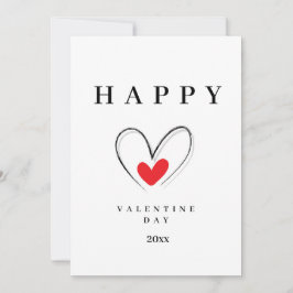Minimalistische Valentijnskaart met de Hand Geteke Feestdagenkaart