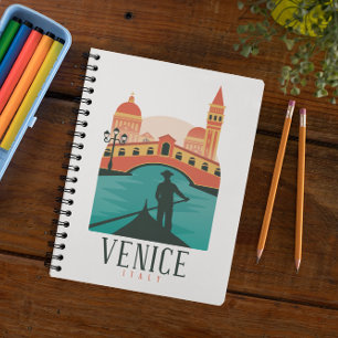 Minimalistische Venetië Italië Vintage Reis Gondel Notitieboek