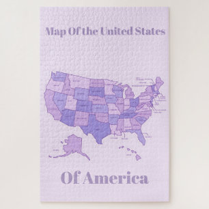Minimalistische Verenigde Staten Kaart Roze Paarse Legpuzzel