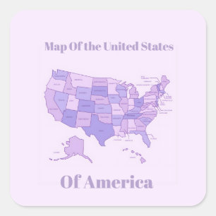 Minimalistische Verenigde Staten Kaart Roze Paarse Vierkante Sticker