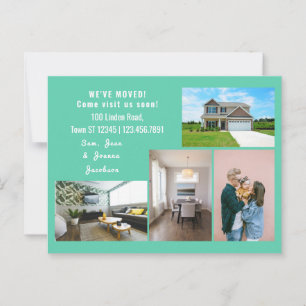 Minimalistische verhuisbericht met 4 foto's briefkaart