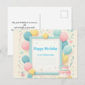 "Minimalistische verjaardagskaart – Zachte pastel  Briefkaart (Voorkant / Achterkant)