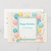 Minimalistische verjaardagskaart – Zachte pastel l Briefkaart (Voorkant / Achterkant)