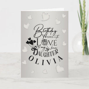 Minimalistische verjaardagslettering voor dochter kaart
