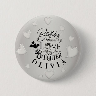Minimalistische verjaardagslettering voor dochter ronde button 5,7 cm