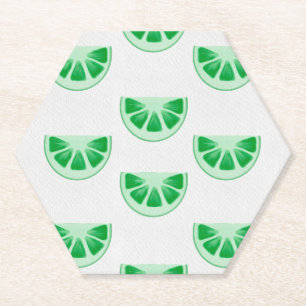 Minimalistische verse groene limoenschijfjes canva kartonnen onderzetters