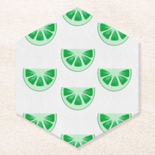 Minimalistische verse groene limoenschijfjes canva kartonnen onderzetters