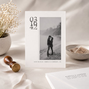 Minimalistische Vet Gedateerde Foto Bruiloft Save  The Date