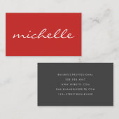 Minimalistische Vet Rode Cursieve Tekst Visitekaartje (Voorkant / Achterkant)