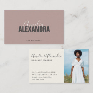 Minimalistische Vet Script Boho Chic Mauve Foto Visitekaartje