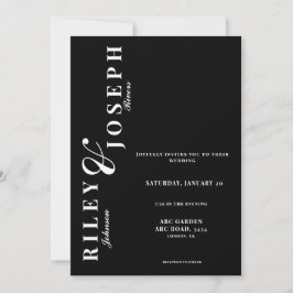 Minimalistische vet zwart-wit trouwfoto kaart