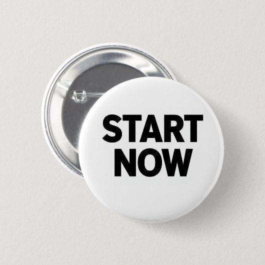 Minimalistische vetgedrukte start nu tekst ronde button 5,7 cm (Voorkant /achterkant)