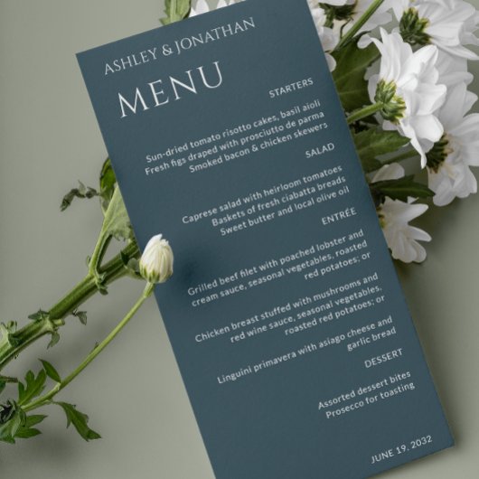 Minimalistische vetgedrukte tekst markeert bruilof menu