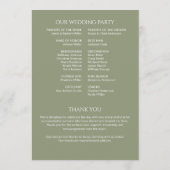 Minimalistische vetgedrukte tekst markeert bruilof programma (Achterkant)