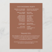 Minimalistische vetgedrukte tekst markeert bruilof programma (Achterkant)