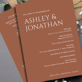 Minimalistische vetgedrukte tekst markeert bruilof programma