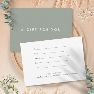 Minimalistische vette salie groene cadeaubon