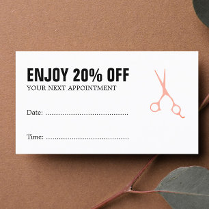Minimalistische vette zwart-wit haarafspraak coupo kortingskaartje