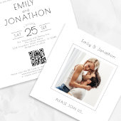 Minimalistische vierkante foto QR code bruiloft Kaart