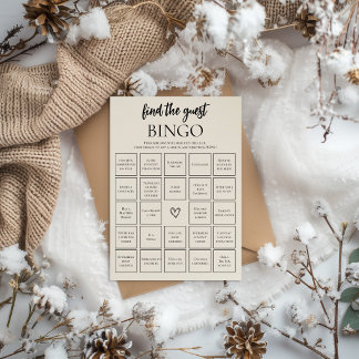 Minimalistische Vind De Gast Bruidsbingokaart Kaart