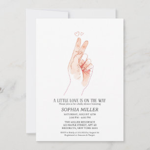 Minimalistische Vingerhart Watercolor Baby Shower Kaart