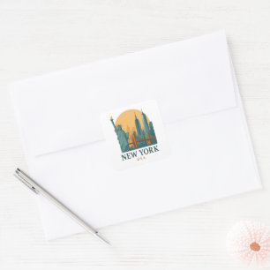 Minimalistische Vintage New York City Reis Vierkante Sticker