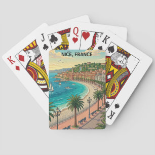 Minimalistische vintage Nice Franse kustlijn Pokerkaarten